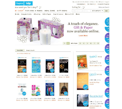 chapters-indigo home page